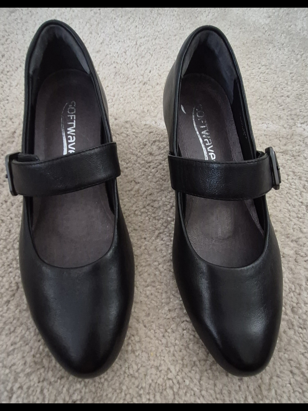 SoftWalk Black Mary Jane Flats with Adjustable Strap